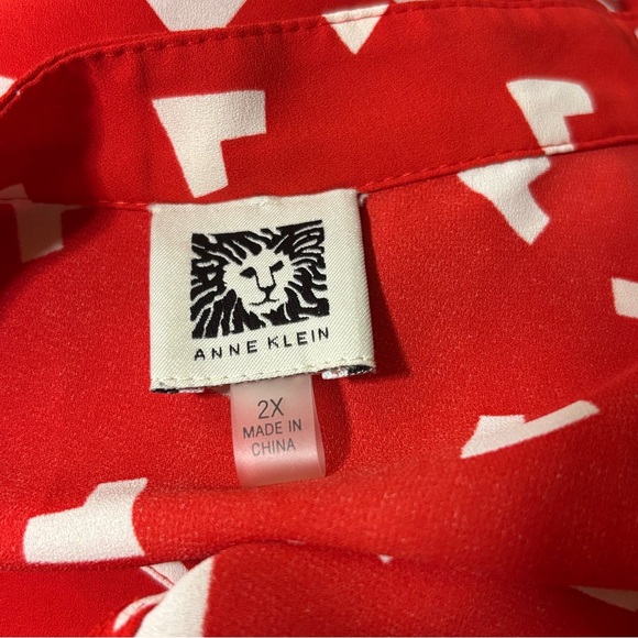 Anne Klein Plus Size Red Print Sleeveless Midi Dress - Picture 9 of 11